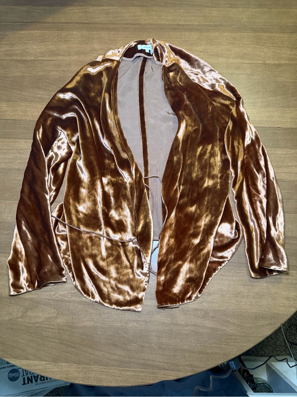 Vince Women's Draped Silk-Blend Open Front Velvet Jacket - Size Small
